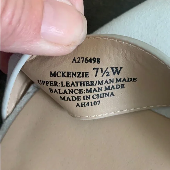 NWOT HALSTON Stone / Gray Wedge Sandals with Textured Straps and Ankle Buckle. - Picture 7 of 9